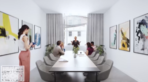 rendering of a conference room in the Greenwich Office Park